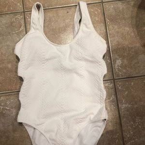 One piece white bathing suit